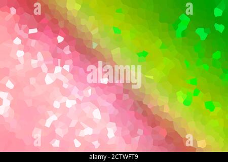 Combine Bright Pink & Dark Green Low Poly Gradient Crystallize Background Illustration Stock Photo