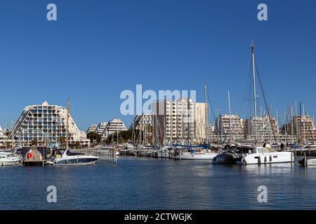 La Grande Motte, city created by the architect Jean Balladur. Herault, Languedoc Roussillon, Occitanie, France Stock Photo