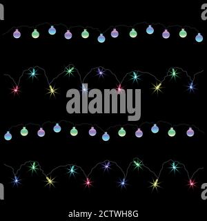 Garlands, Christmas decorations, lighting effects Stock Vector