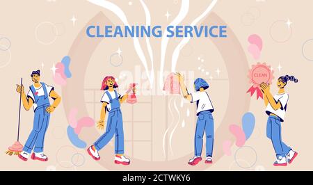 Website banner template for cleaning service ad, flat vector illustration. Stock Vector