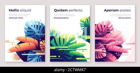 Colorful tropical vector backgrounds, covers Stock Vector