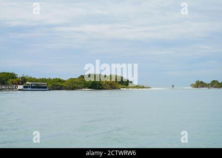 BONITA SPRINGS -27 JAN 2020- View of a boat in the Estero Bay in Bonita Springs, Florida, United States. Stock Photo