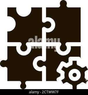 Puzzle Game And Gear Agile Element glyph icon Stock Vector