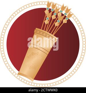 golden bags with arrows hindu icon vector illustration design Stock Vector