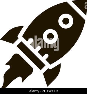 Flying Rocket Spaceship Agile Element glyph icon Stock Vector