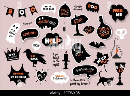 Vector speech bubbles set with halloween text  Stock Vector