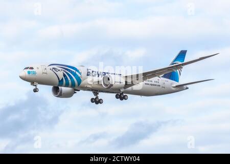 Boeing 787 Egypt air airlines. Germany, Frankfurt am main airport. 14 December 2019 Stock Photo