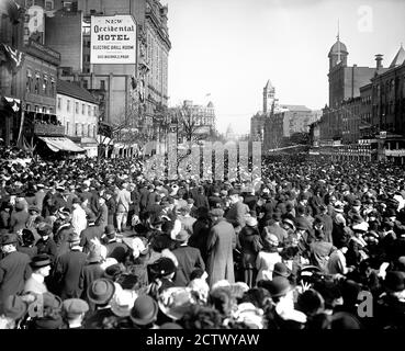 Street demonstration,Vote for women Suffragettes, town square ...