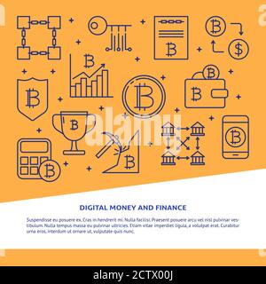 Digital money banner with place for text Stock Vector