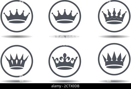Set vector king crowns icon on white background. Vector Illustration. Emblem, icon and Royal symbols. Stock Vector