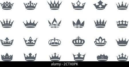 Set vector king crowns icon on white background. Vector Illustration. Emblem, icon and Royal symbols. Stock Vector