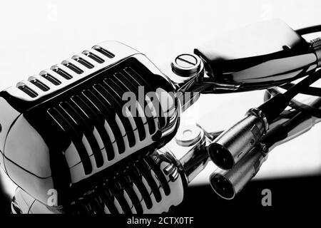 Retro style microphone - close up Stock Photo