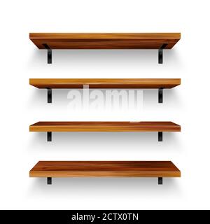 Realistic shelving set of white and black empty shelves and racks of ...