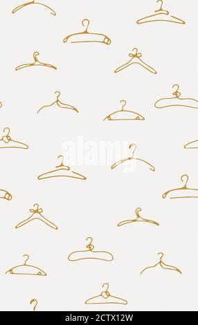 Shop outlet boutique design. Retail hangers seamless illustration, geometric repeat pattern, discount wrapping paper, branding elements, fashion consu Stock Vector