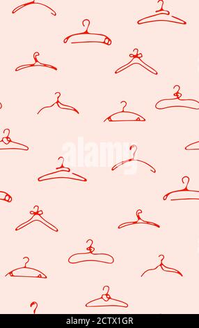 Shop outlet boutique design. Retail hangers seamless illustration,  repeat handmade pattern, discount craft wrapping paper, branding elements, fashion Stock Vector