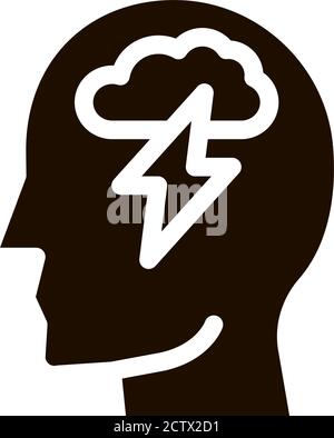 Raining Lightning Cloud In Silhouette Mind Vector Stock Vector