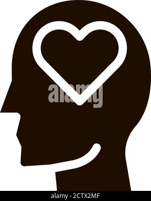 Heart Love Symbol In Man Silhouette Mind Vector Stock Vector