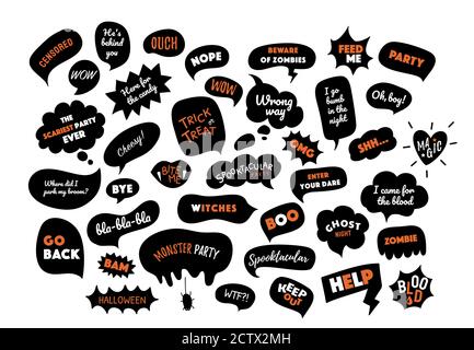 Vector speech bubbles set with halloween text  Stock Vector