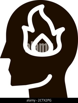Burning Fire Flame In Man Silhouette Mind Vector Stock Vector