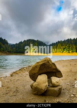Pilet rocks on ex Louisiana road normally under lake water level near Lokvarsko Lokve lake and Mrzla vodica in Croatia Europe