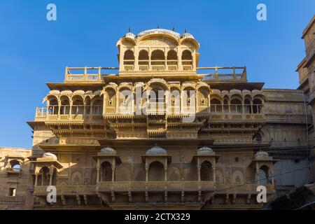 Jaisalmer, Rajasthan, India- Feb 18,2020.A Outer View Of Haveli Inside Dussehra Chowk With In Golden Fort Stock Photo