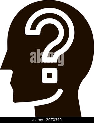 Question Mark In Man Silhouette Mind glyph icon Stock Vector