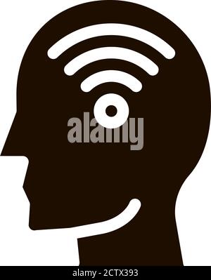 Wifi Symbol In Man Silhouette Mind glyph icon Stock Vector