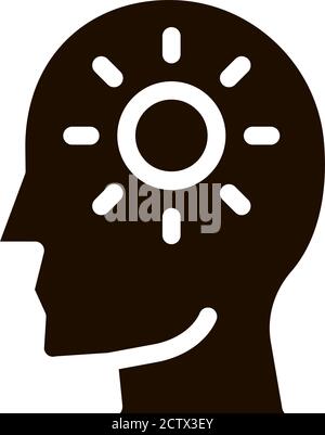 Shining Sun In Man Silhouette Mind glyph icon Stock Vector