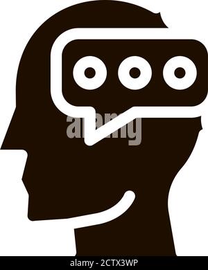 Typing Message And Man Silhouette Mind glyph icon Stock Vector