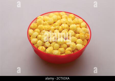 Cheese Puff Balls in Wooden Bowl on Light Background Stock Image - Image of  fried, cereal: 133510255