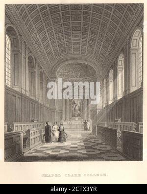 Exterior of KING'S COLLEGE Chapel Cambridge LE KEUX 1841 old antique print 