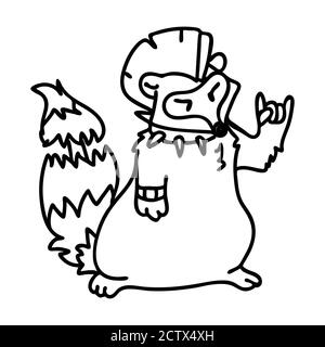 Punk rock raccoon with guitar illustration clipart. Simple alternative ...