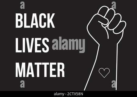 The hand symbol for black lives stops violence to blacks. Fight for the human rights of black people in the United States of America. Flat style vecto Stock Vector