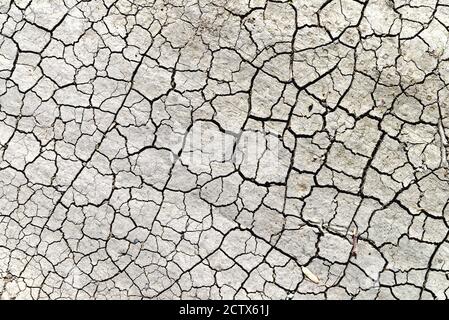 Close up of the abstract patterns made by dried and cracked earth Stock Photo