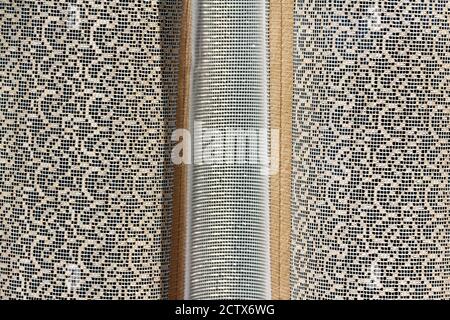 Small scale fabric texture of a window curtain. Stock Photo