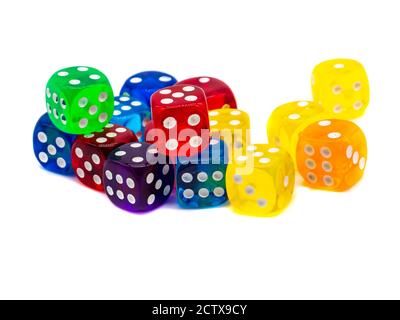 colorful game dice isolated on white background Stock Photo