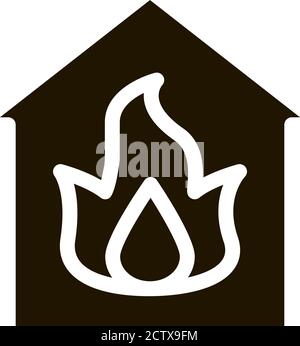 Building And Flame Heating Equipment glyph icon Stock Vector