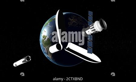 ORBITAL CLASS ROCKET CAPABLE OF REFLIGHT - 3D rendering Stock Photo