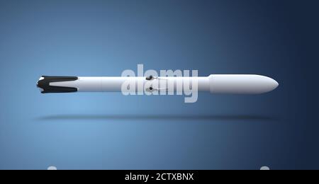 orbital class rocket capable of reflight blue background 3D rendering Stock Photo