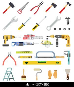 Household tools vector colorful isolated icons Stock Vector