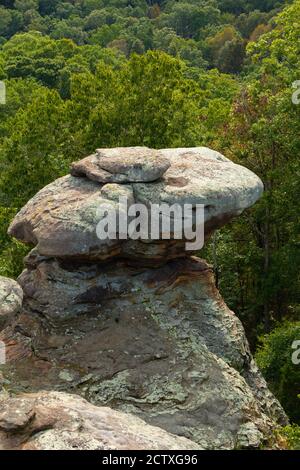 Rock formations at he Garden of the Gods in the afternoon light.  Shawnee National Forest, Illinois, USA Stock Photo