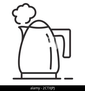 Icon electric kettle boiling. Outline vector isolated on white background. Stock Vector