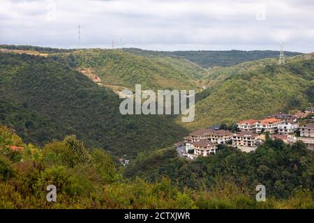 High view of Sariyer, neighboring Belgrade forests. Sariyer is the northernmost district of Istanbul, Turkey, on the European side of the city. Stock Photo