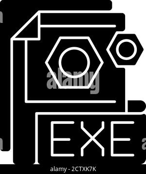 EXE file black glyph icon Stock Vector