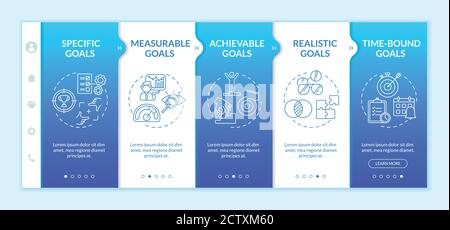 Smart goals definition onboarding vector template Stock Vector