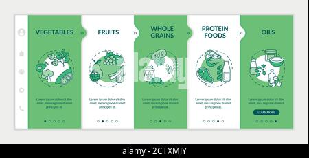 Vegetarian diet components onboarding vector template Stock Vector