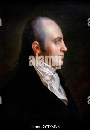 Aaron Burr. Portrait of one of the American Founding Fathers, Aaron Burr Jr. (1756-1836) by John Vanderlyn, oil on canvas, 1802. Burr was the third Vice-president of the United States but is most famous for having killed Alexander Hamilton in a duel in 1804. Stock Photo
