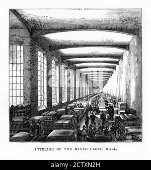 Interior of The Mixed Cloth Hall, Leeds, England Victorian Stock Photo