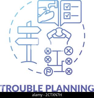 Trouble planning blue gradient concept icon Stock Vector