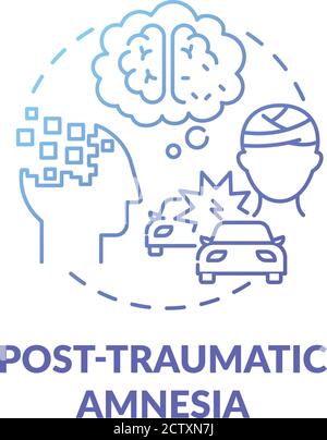 Post traumatic amnesia blue gradient concept icon Stock Vector